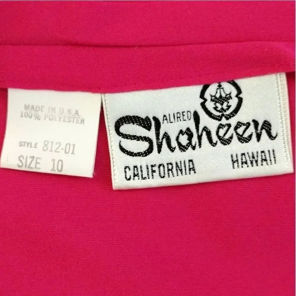 VTG 60s Alfred Shaheen Hand Painted Pink One Shoulder Maxi Dress 10 LG RARE - Picture 10 of 12